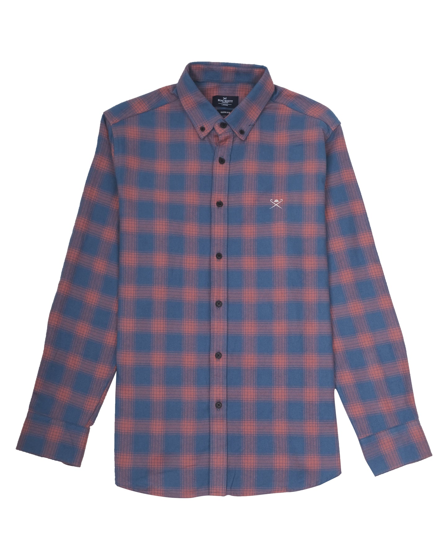HACKETT LONDON Blue Red Plaid Long Sleeve Button-Down Oxford Shirt