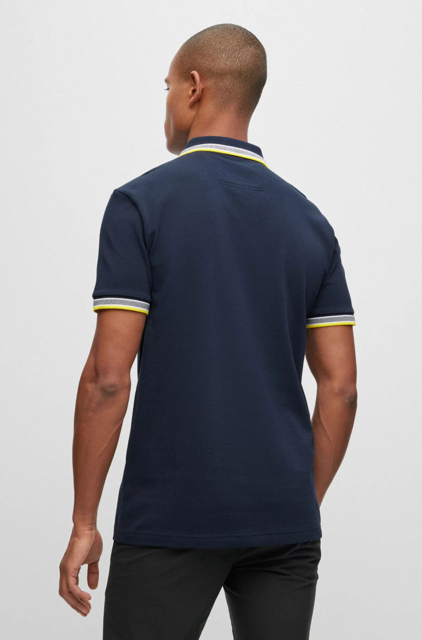 BOSS Navy Blue Contrast Trim Classic Polo Shirt