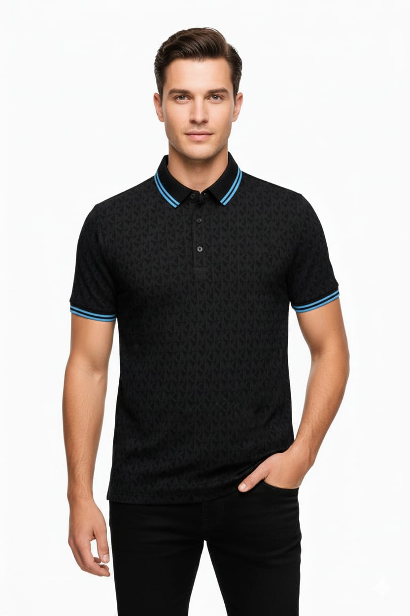 MICHAEL KORS Celestial Jet Tailored Fit Short Sleeve Piqué Polo Shirt