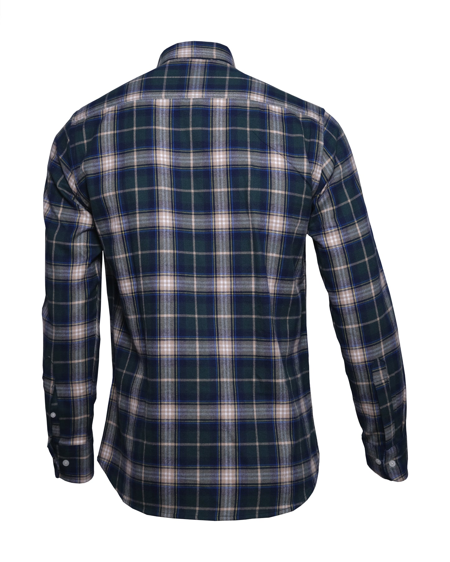 HACKETT LONDON Navy Green Slim Fit Tartan Check Button-Down Shirt