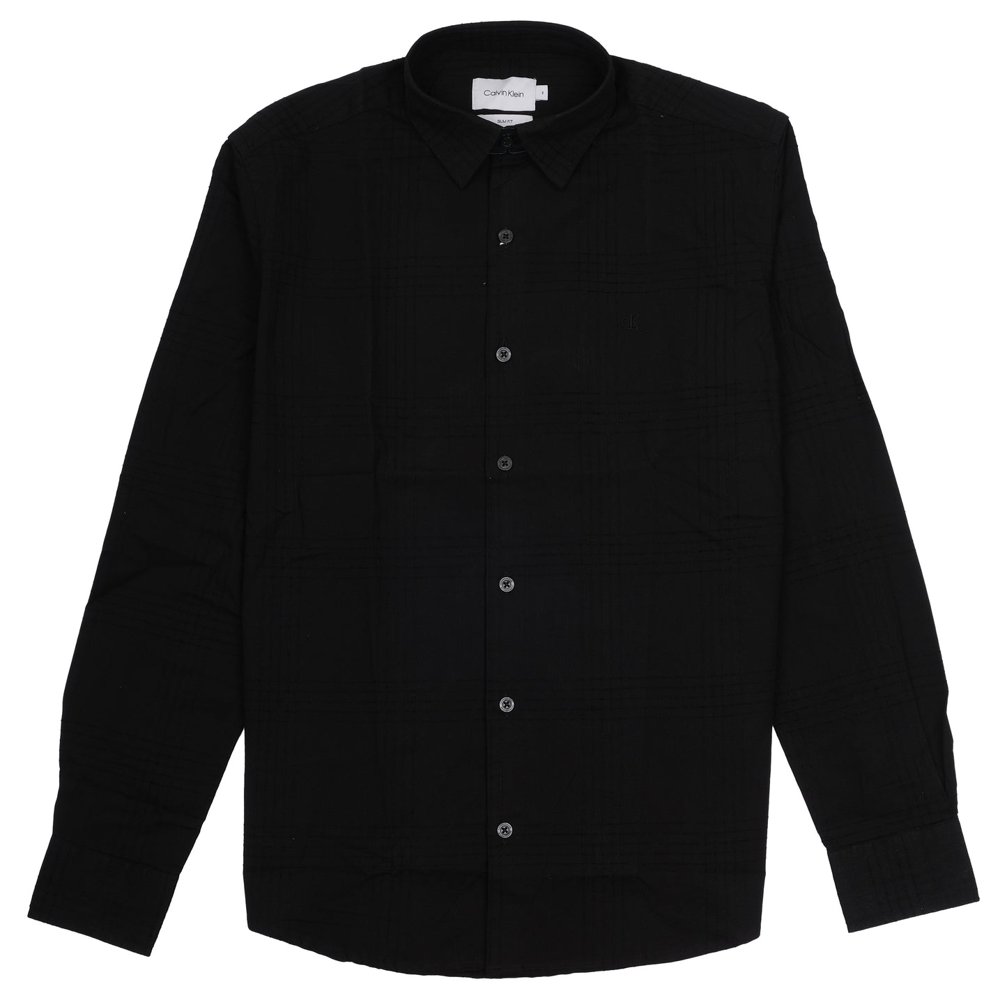 CALVIN KLEIN Black Textured Long Sleeve Button-Up Shirt