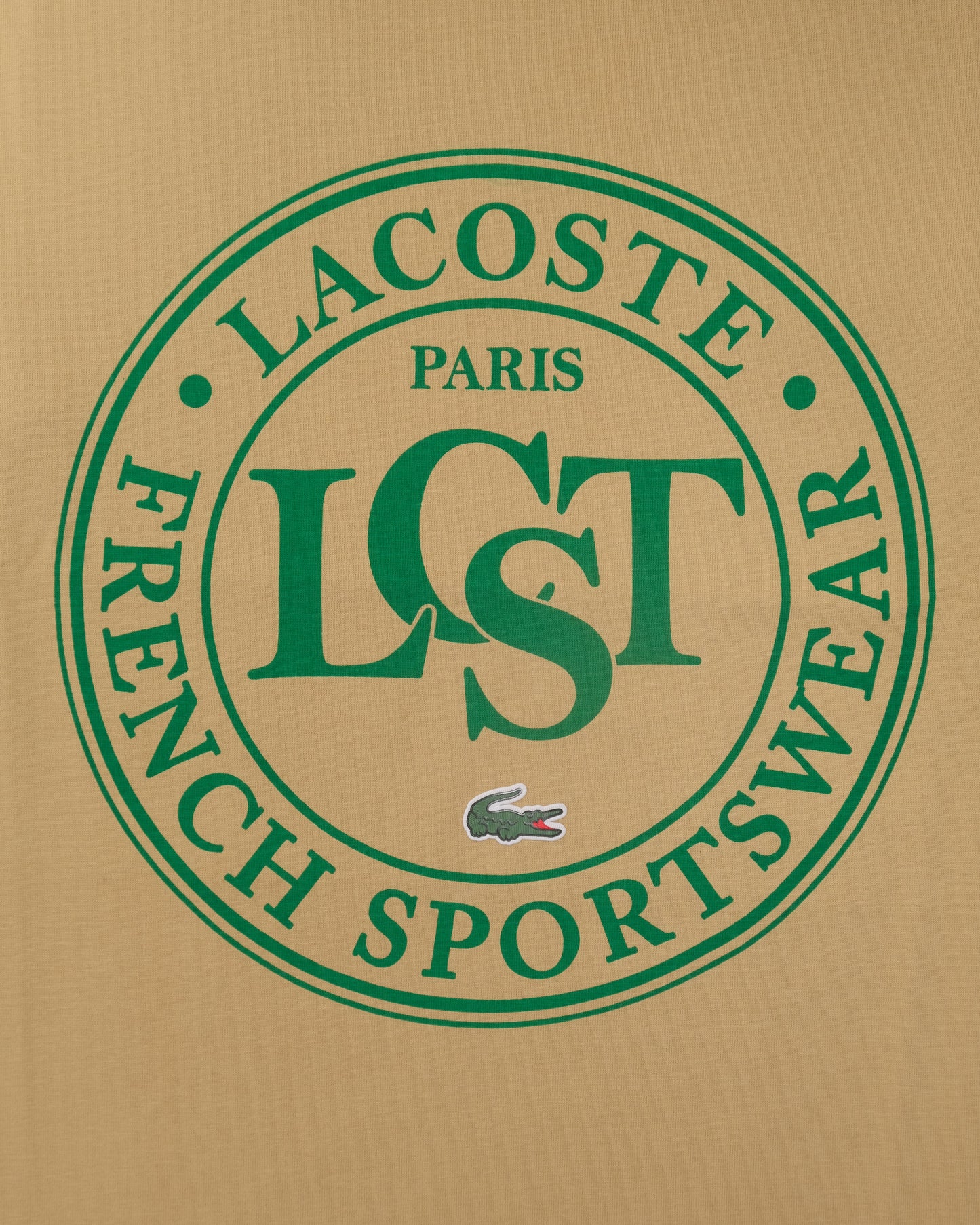 LACOSTE Paris Beige LST French Sportswear Graphic Logo T-shirt