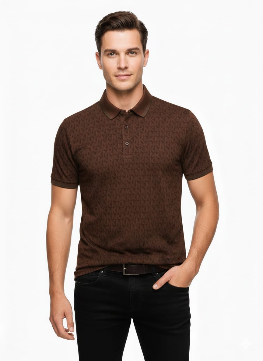MICHAEL KORS Rustic Maple Luxe Fit Short Sleeve Polo Shirt