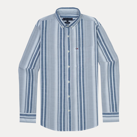 TOMMY HILFIGER Celestial Slate Tailored Fit Long Sleeve Button-Up Shirt