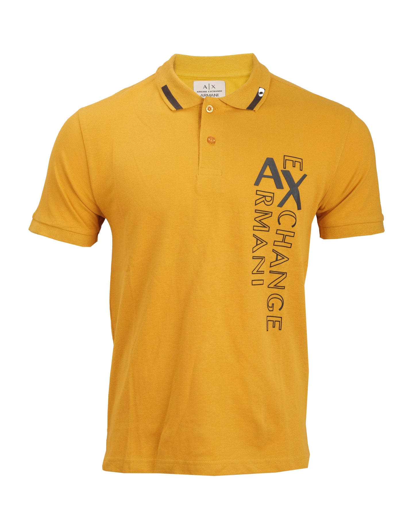 ARMANI EXCHANGE Mustard Yellow Vertical Logo Slim Polo Shirt