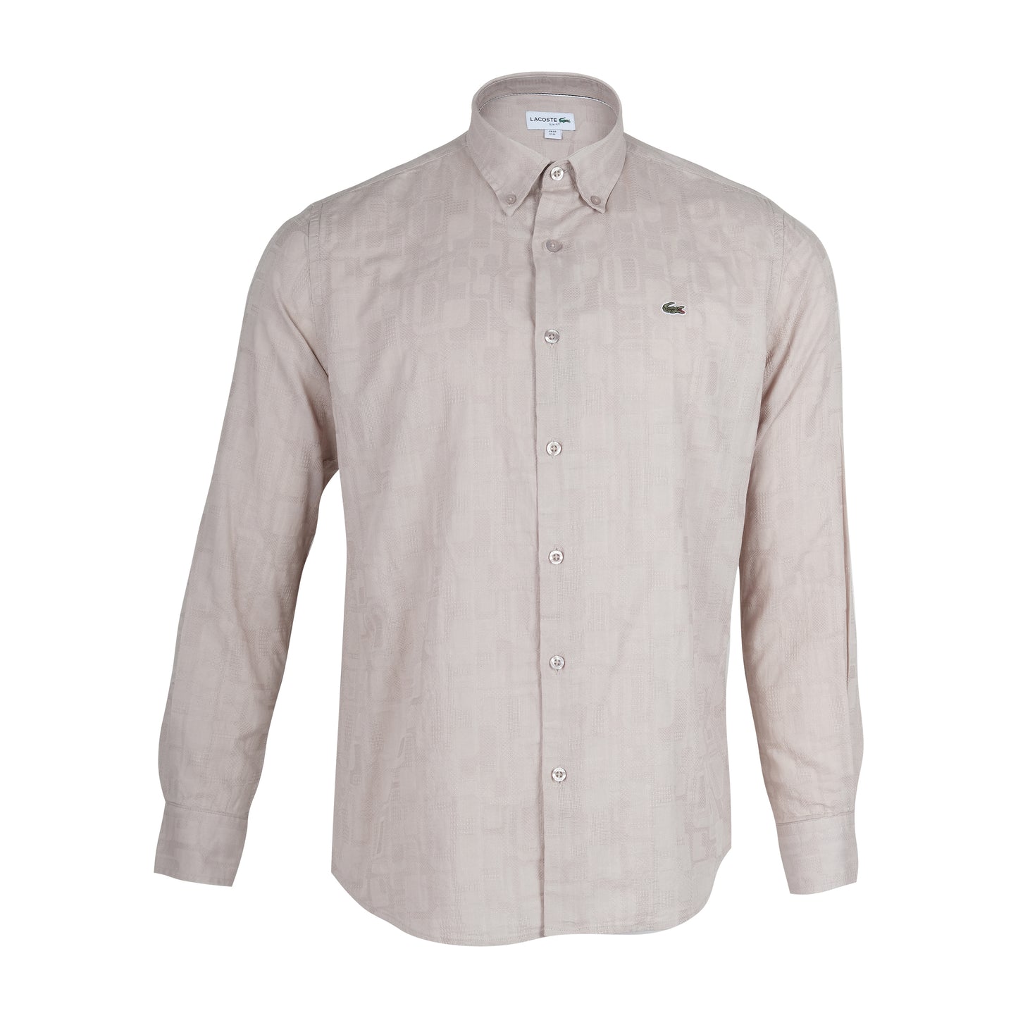 LACOSTE Sandstone Textured Regular Fit Long Sleeve Button-Up Shirt