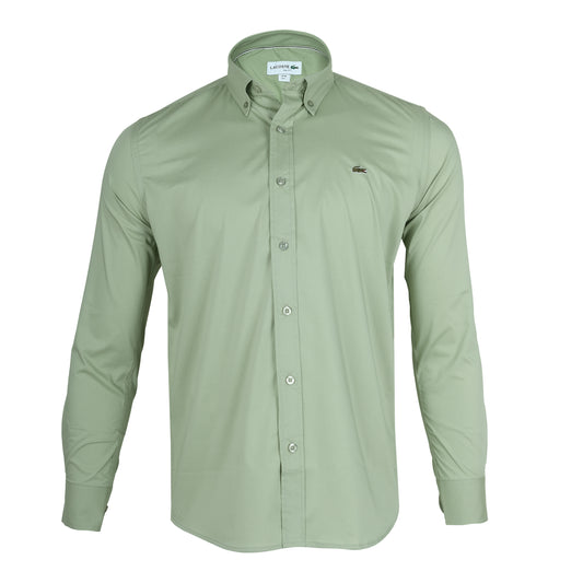 LACOSTE Sage Green Classic Fit Long Sleeve Button-Up Shirt