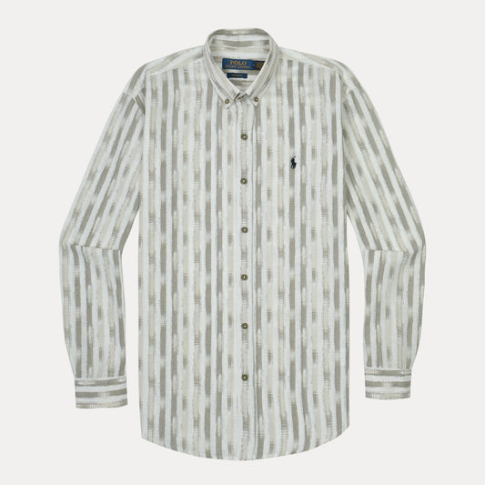 POLO Serene Silver Elegant Fit Long Sleeve Button-Up Shirt