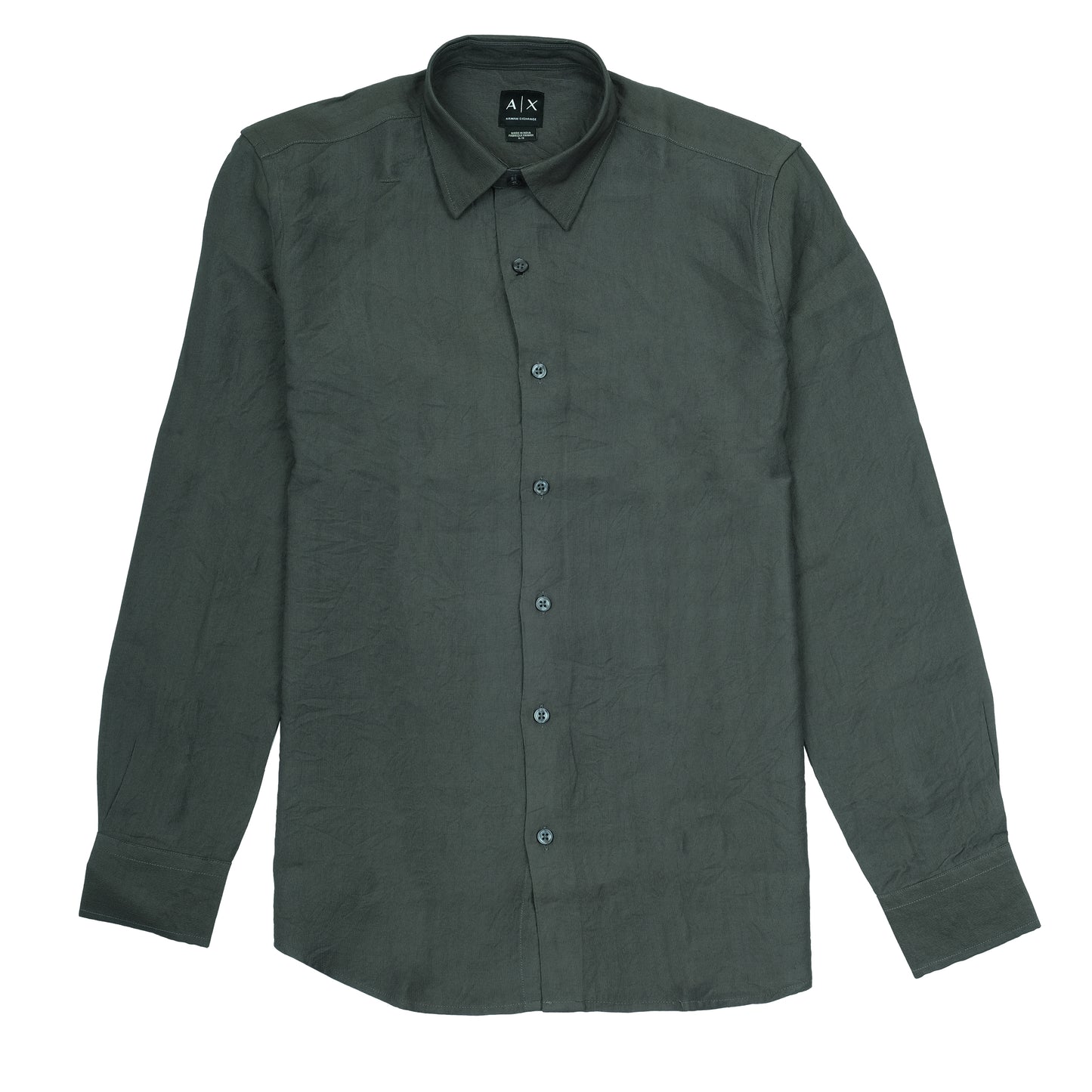 Armani Exchange Dark Green Lightweight Casual Button-Up Shirt