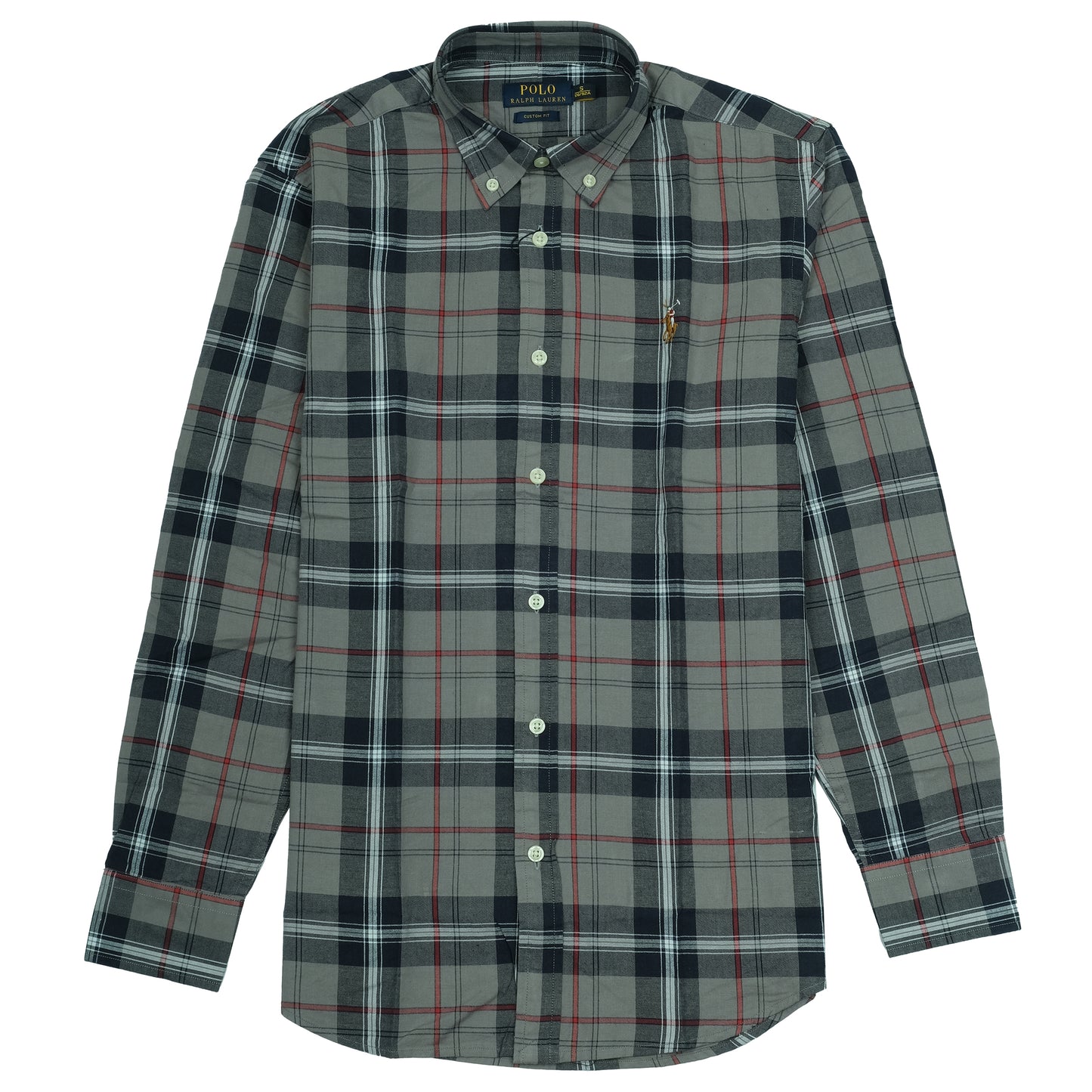 Ralph Lauren Plaid Grey Custom Fit Long Sleeve Shirt