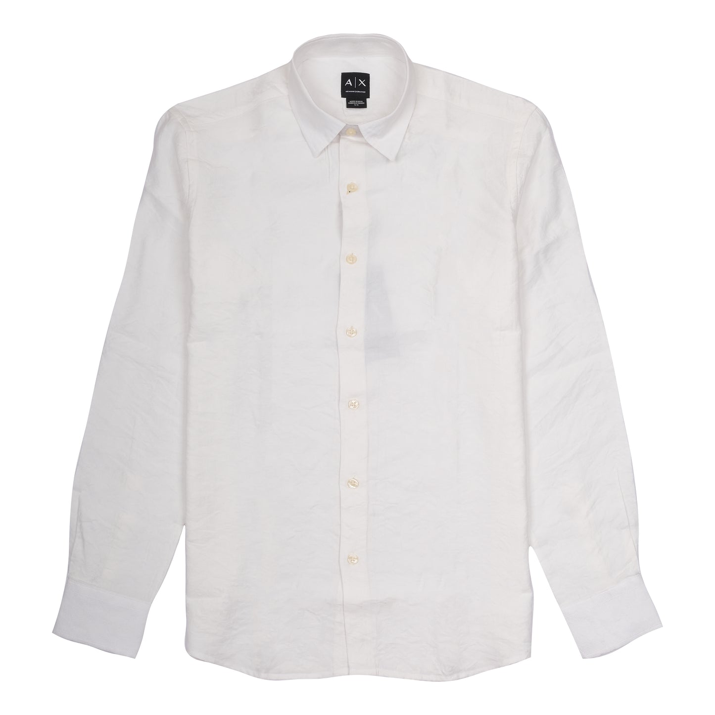 Armani Exchange Classic White Linen Long Sleeve Shirt