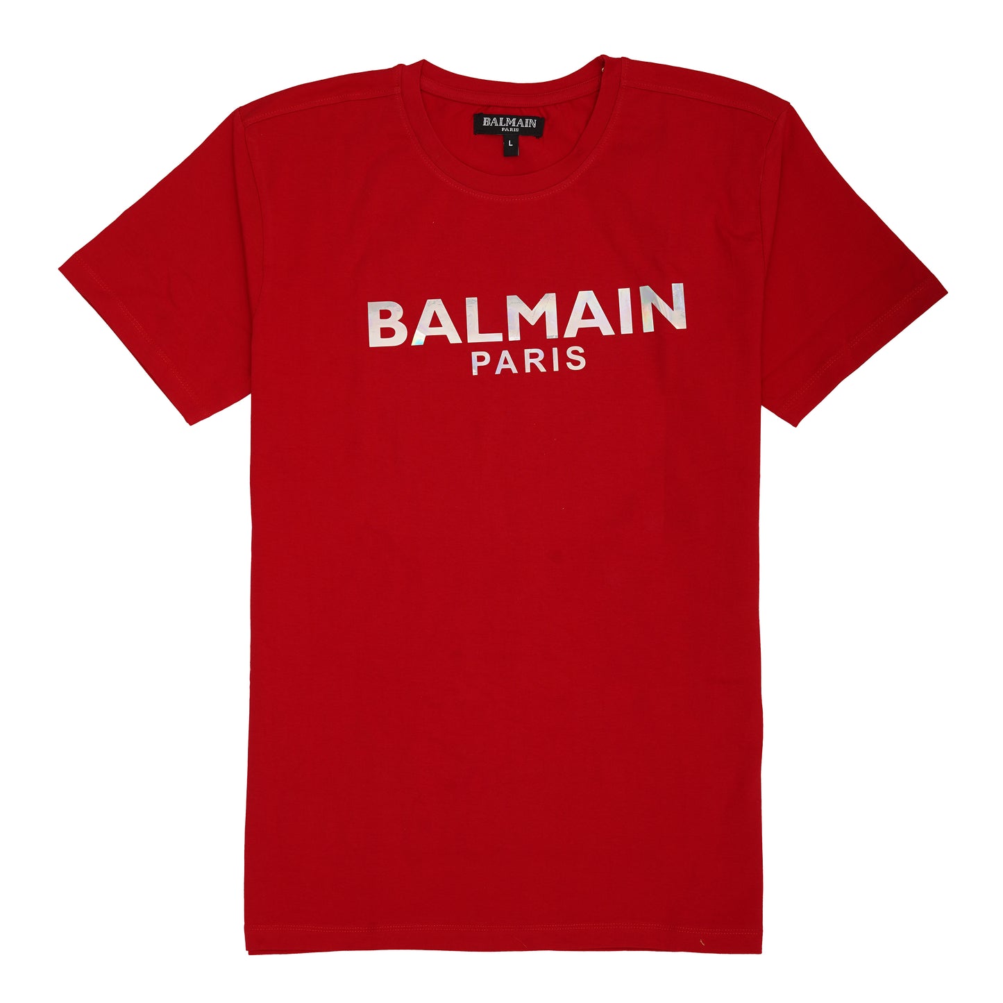 BALMAIN Paris Red Logo Graphic T-Shirt