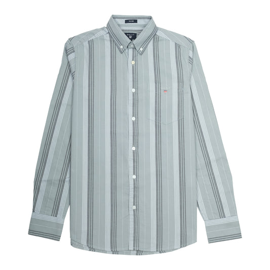 GANT Silver Mist Slim Fit Long Sleeve Striped Shirt
