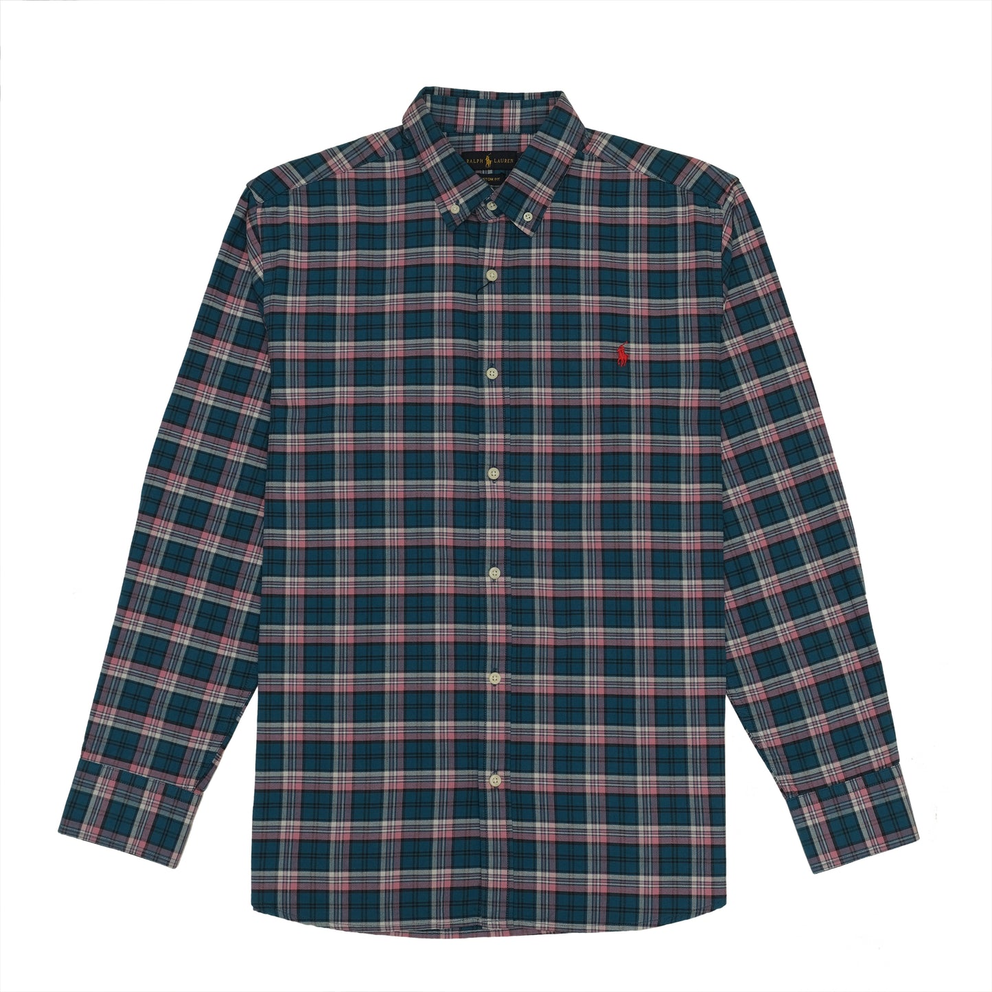 RALPH LAUREN Plaid Teal and Pink Classic Fit Button-Down Shirt