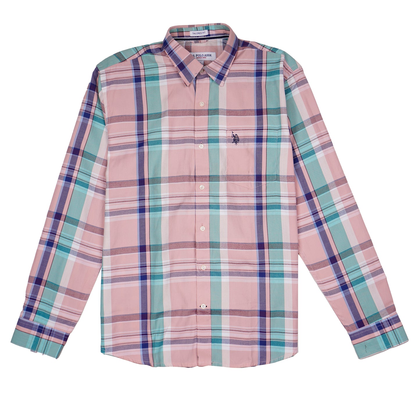 U.S. POLO ASSN. Prismatic Teal Tailored Fit Long Sleeve Check Shirt