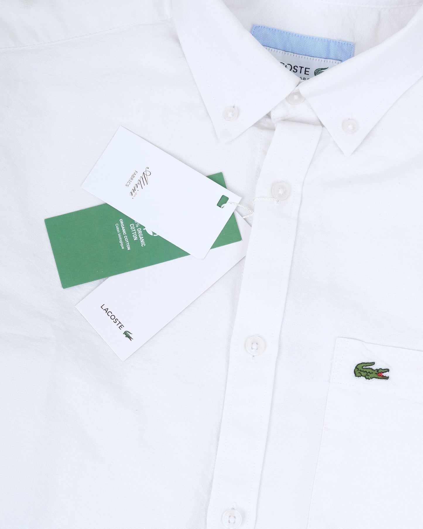LACOSTE White Classic Fit Long Sleeve Cotton Oxford Shirt