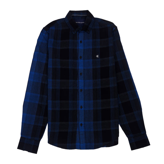 CALVIN KLEIN Enchanted Azure Tailored Fit Long Sleeve Flannel Shirt
