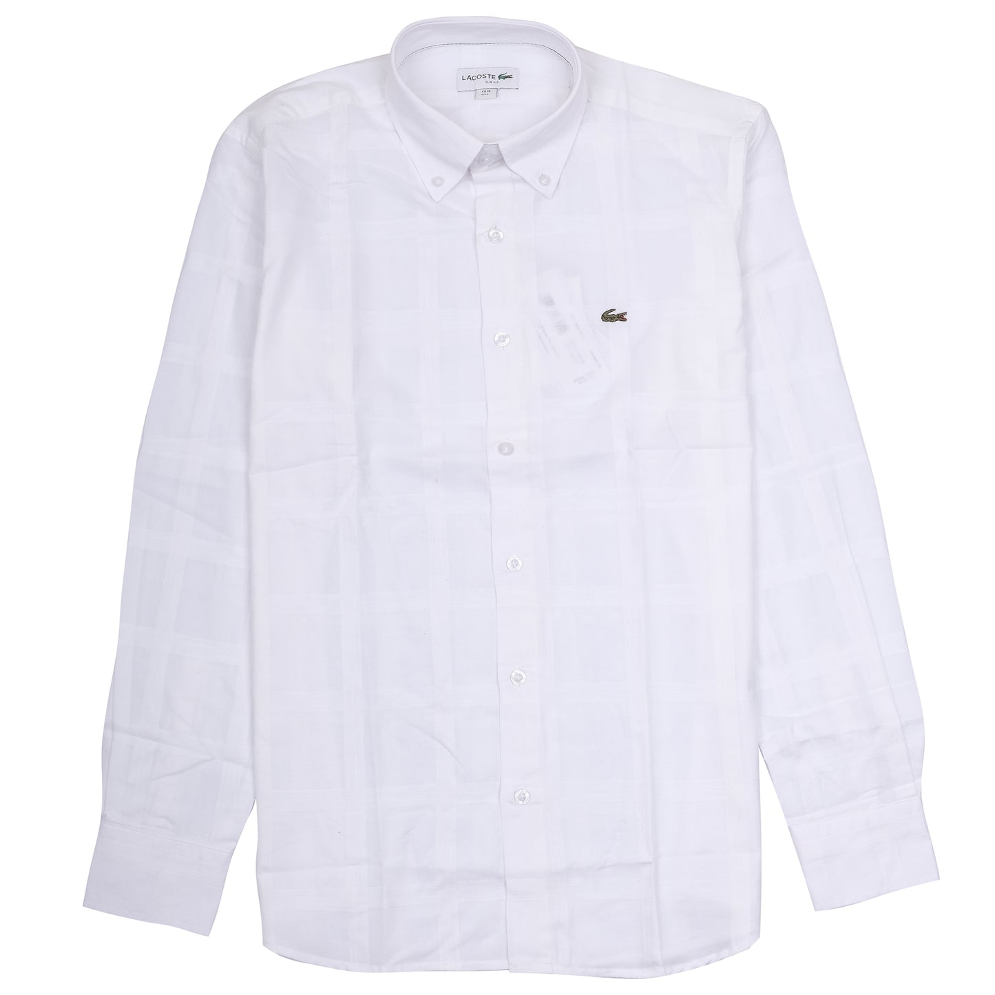 LACOSTE White Classic Fit Textured Button-Up Shirt