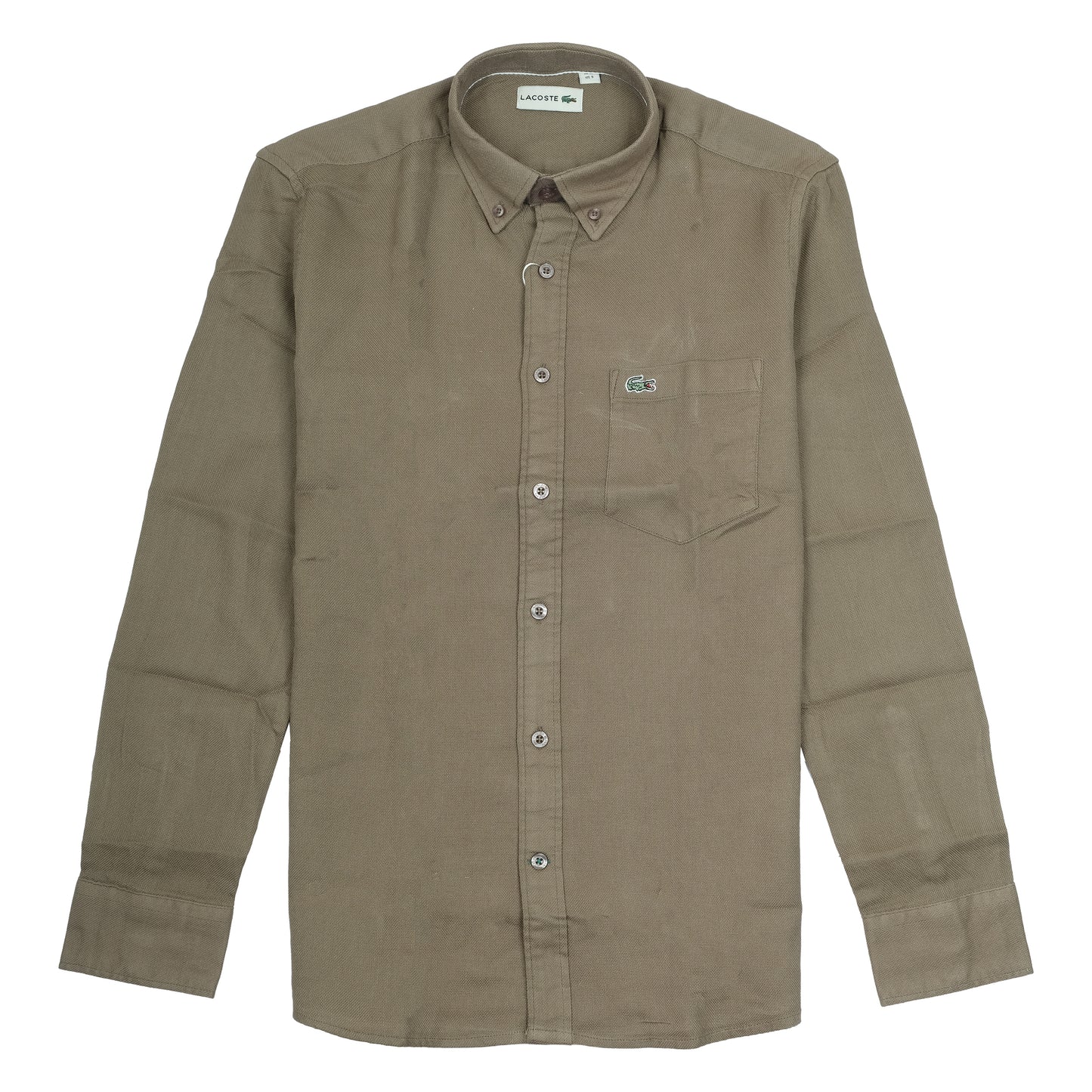 LACOSTE Olive Green Classic Fit Button-Up Shirt