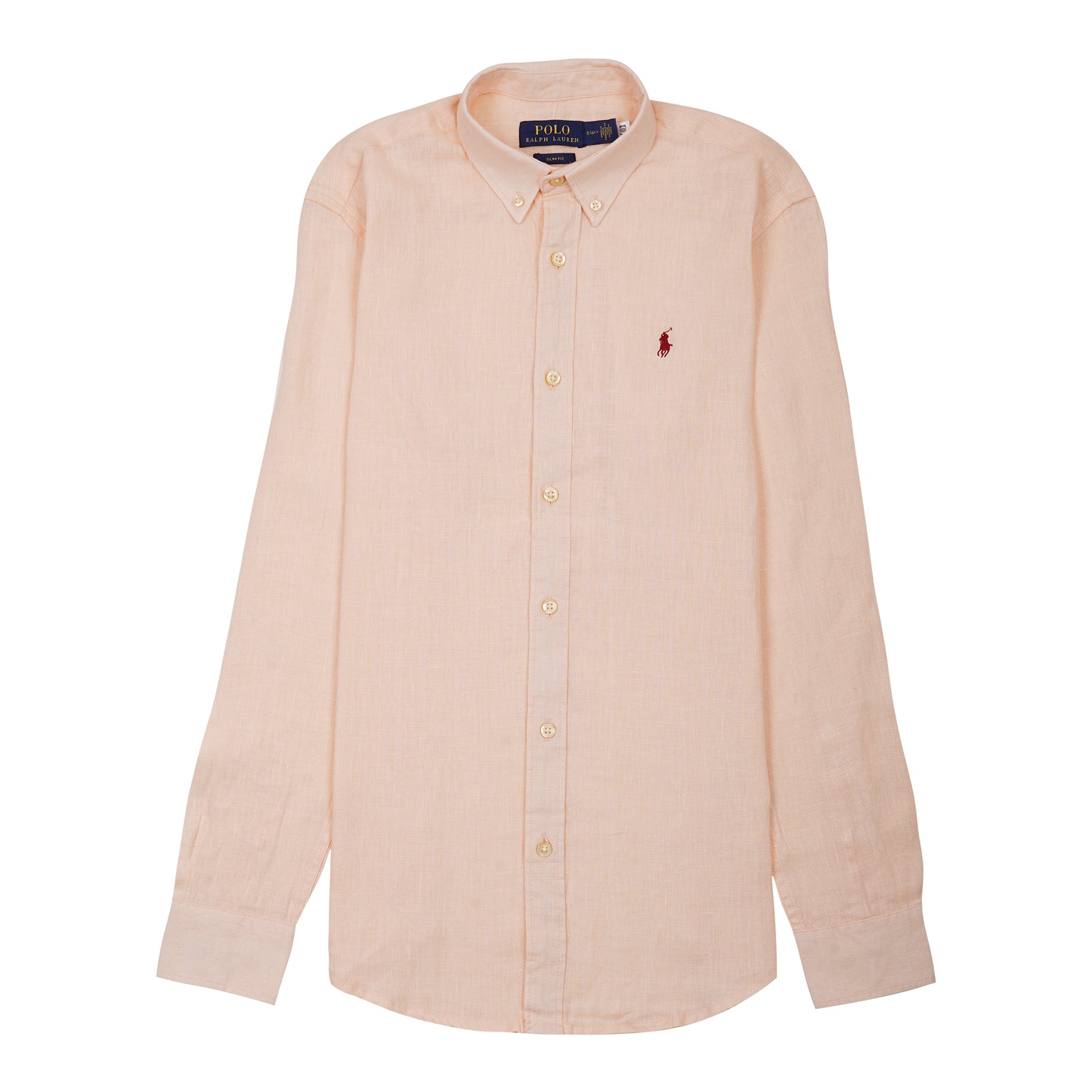 POLO RALPH LAUREN Sunset Coral Slim Fit Long Sleeve Linen Button-Down Shirt