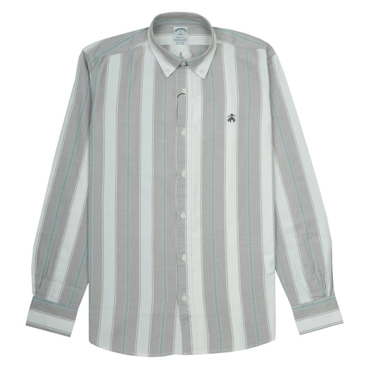 BROOKS BROTHERS Silver Mist Regent Fit Striped Oxford Shirt