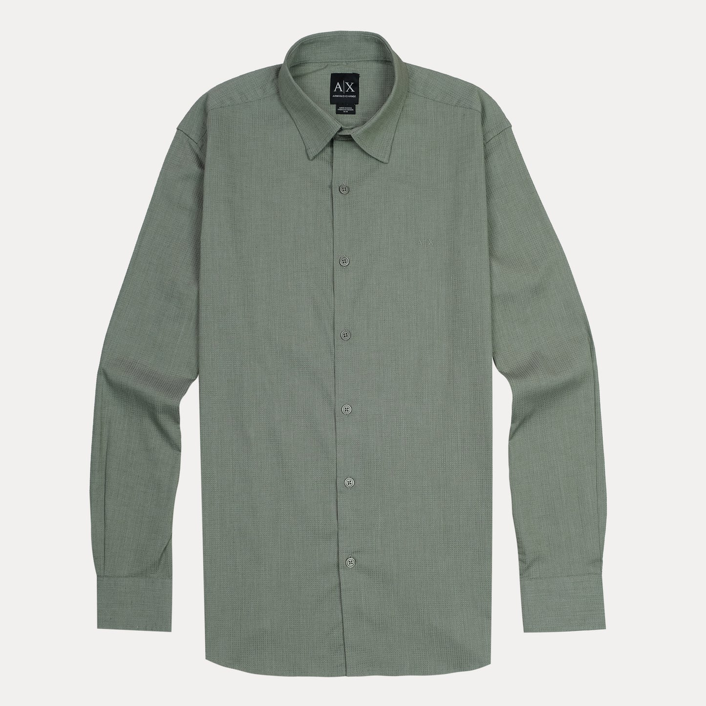 ARMANI EXCHANGE Mystic Fern Tailored Fit Long Sleeve Textured Shirt