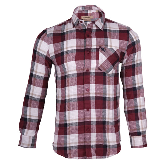 BURBERRY Garnet Plaid Slim Fit Long Sleeve Shirt