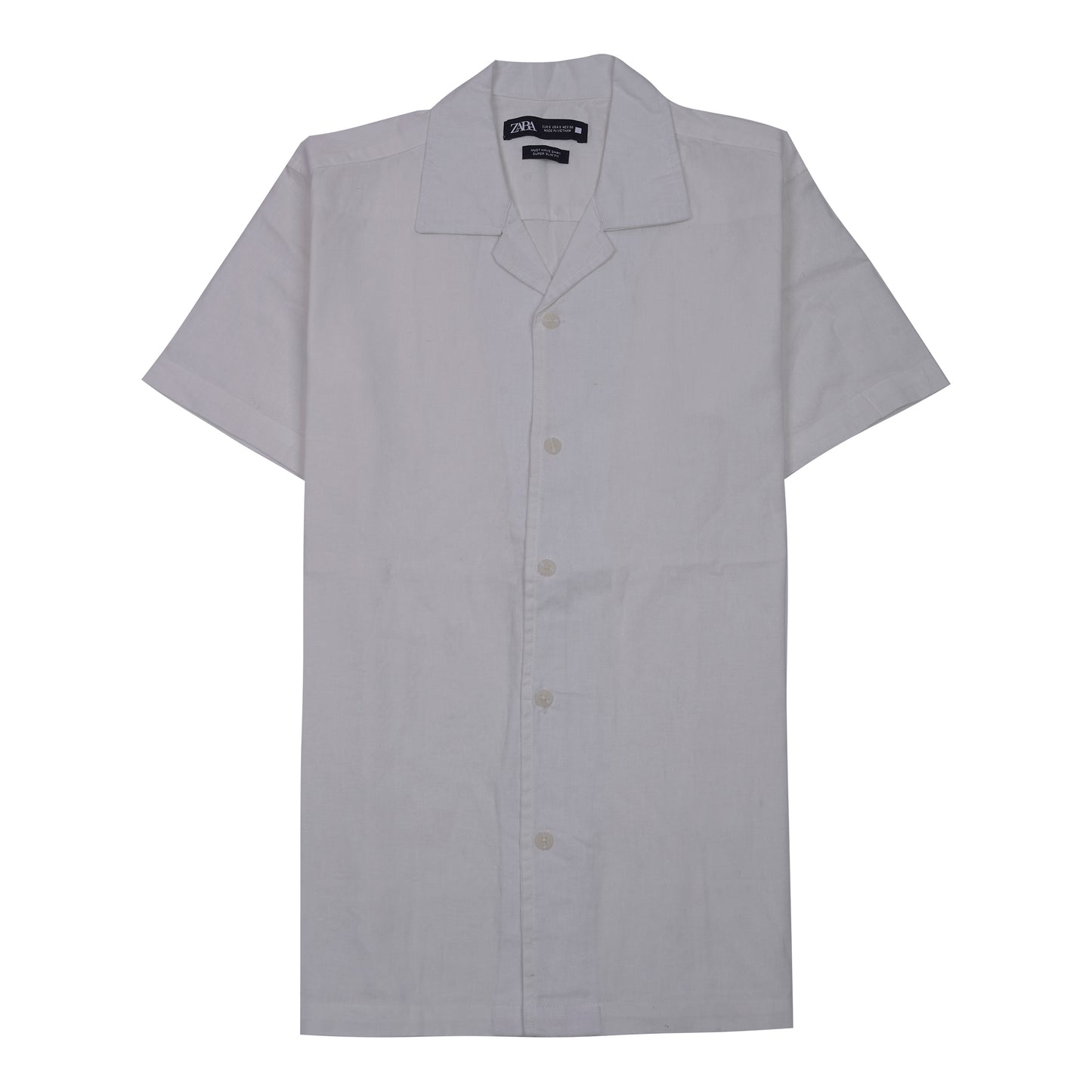 ZARA Glimmering Quartz Classic Fit Short Sleeve Linen Shirt