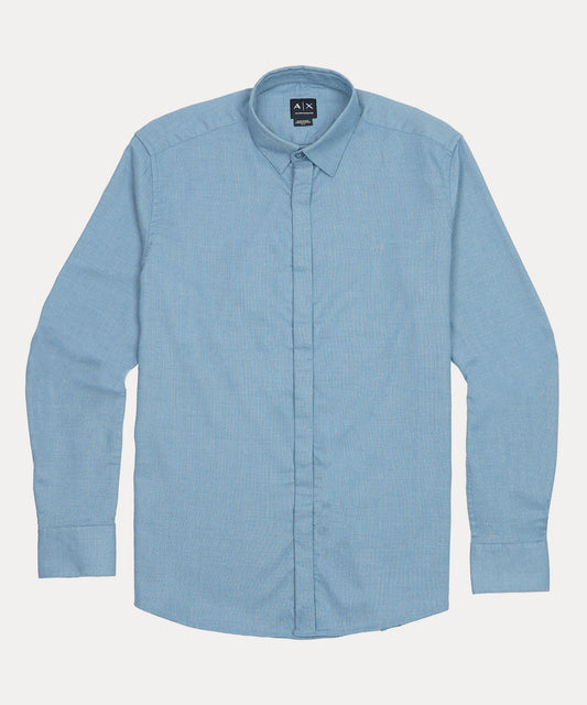 A|X Tranquil Azure Tailored Fit Long Sleeve Chambray Shirt