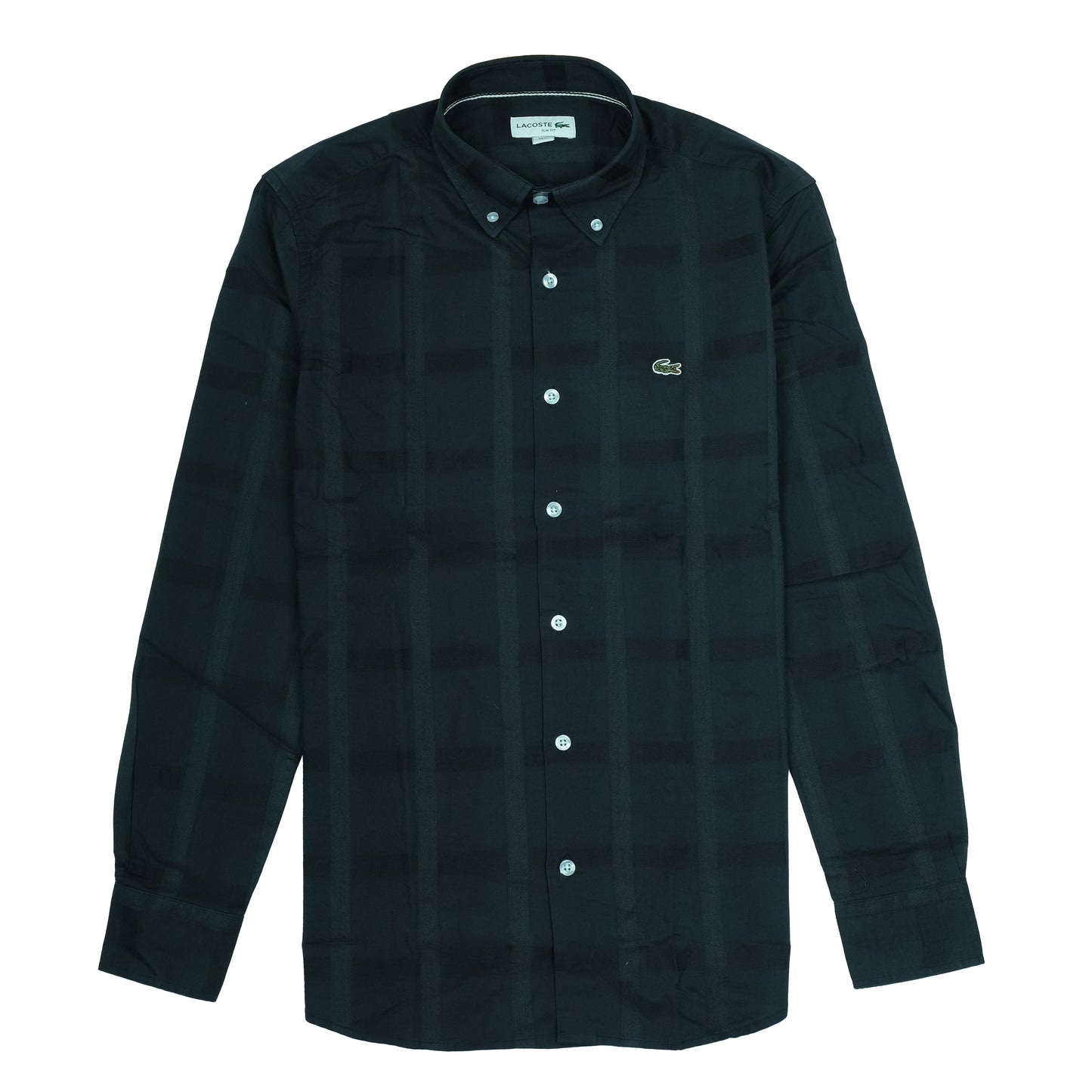 LACOSTE Dark Teal Check Pattern Long Sleeve Shirt