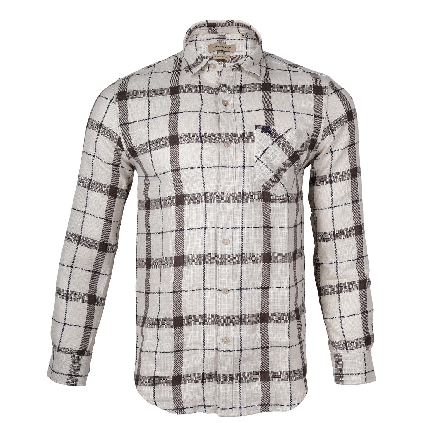 Burberry Beige Check Regular Fit Long Sleeve Shirt