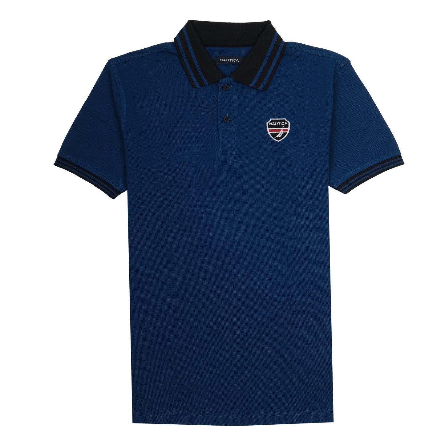 NAUTICA Classic Navy Blue Striped Polo Shirt