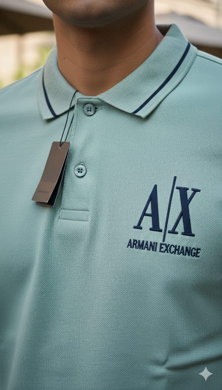 Armani Exchange Classic Fit Polo Shirt in Mint Green