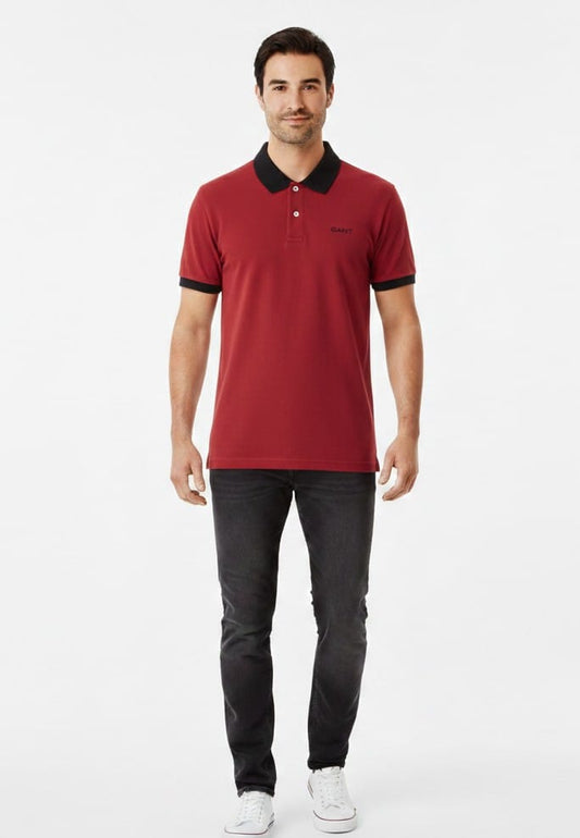 GANT Ember Crimson Tailored Fit Short Sleeve Piqué Polo Shirt