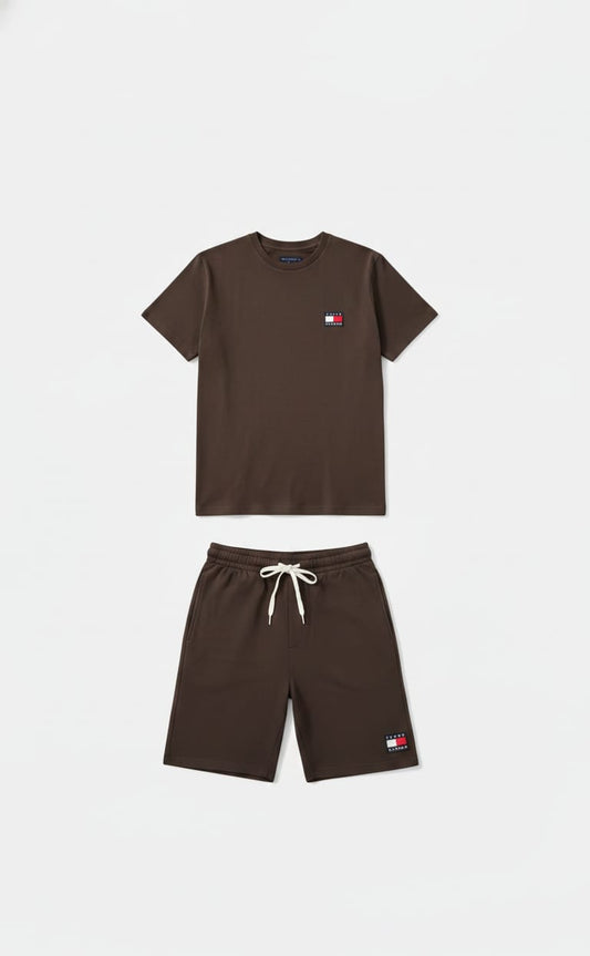 TOMMY HILFIGER Rustic Chestnut Relaxed Fit Short Sleeve Lounge Set