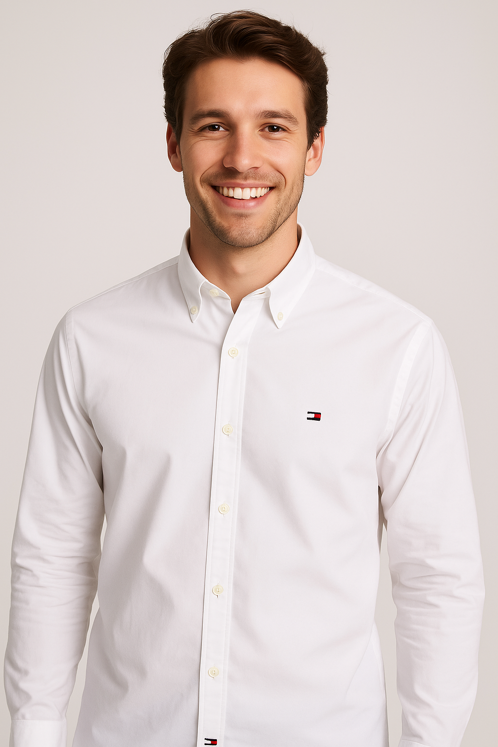 TOMMY HILFIGER Frosted Pearl Classic Fit Long Sleeve Button-Down Shirt