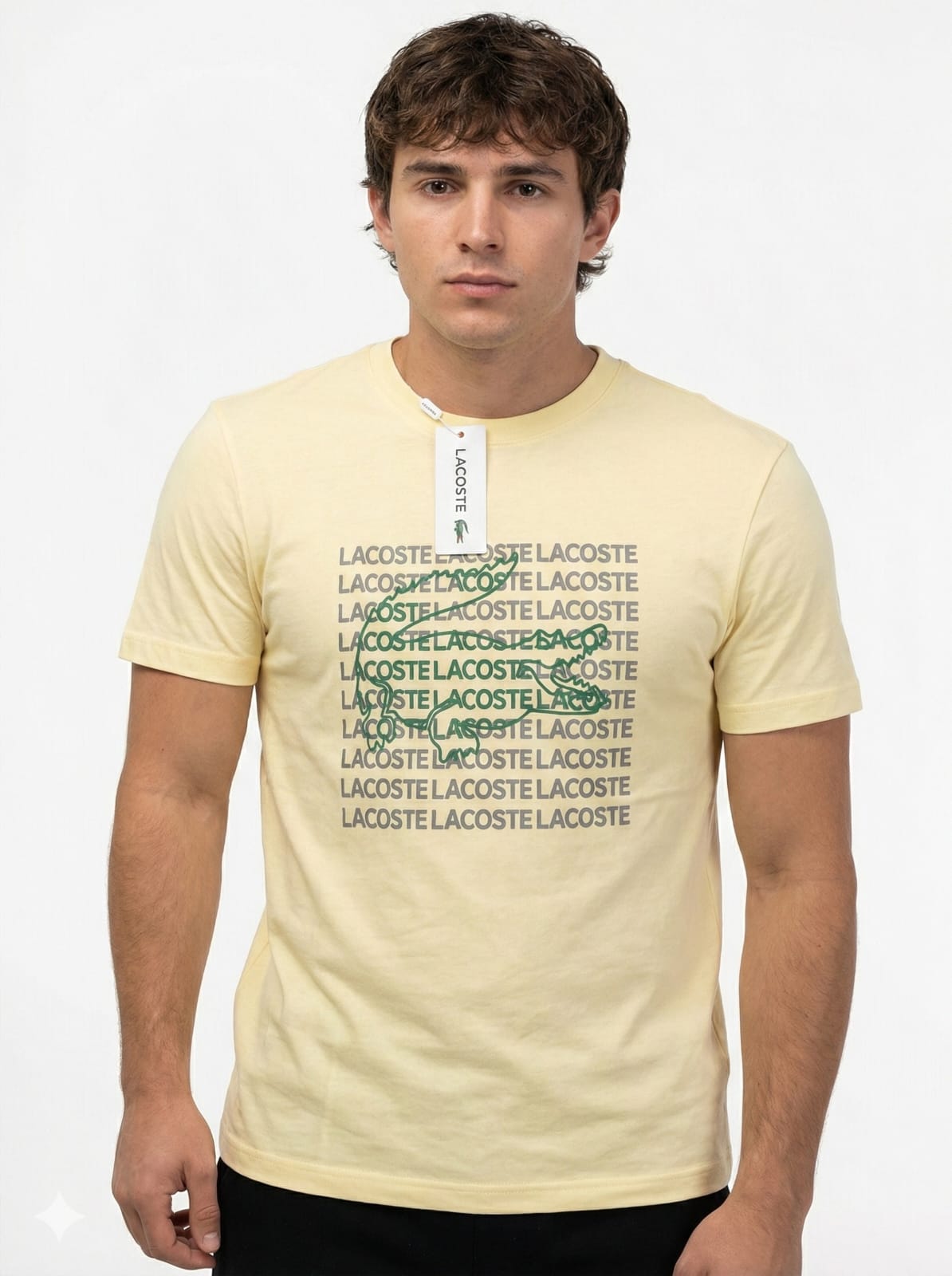 LACOSTE Graphic Logo T-Shirt in Soft Yellow