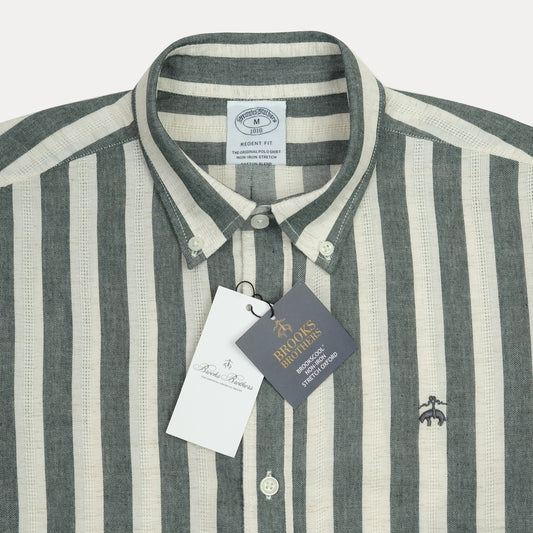 BROOKS BROTHERS Whispering Fern Tailored Fit Long Sleeve Linen Shirt