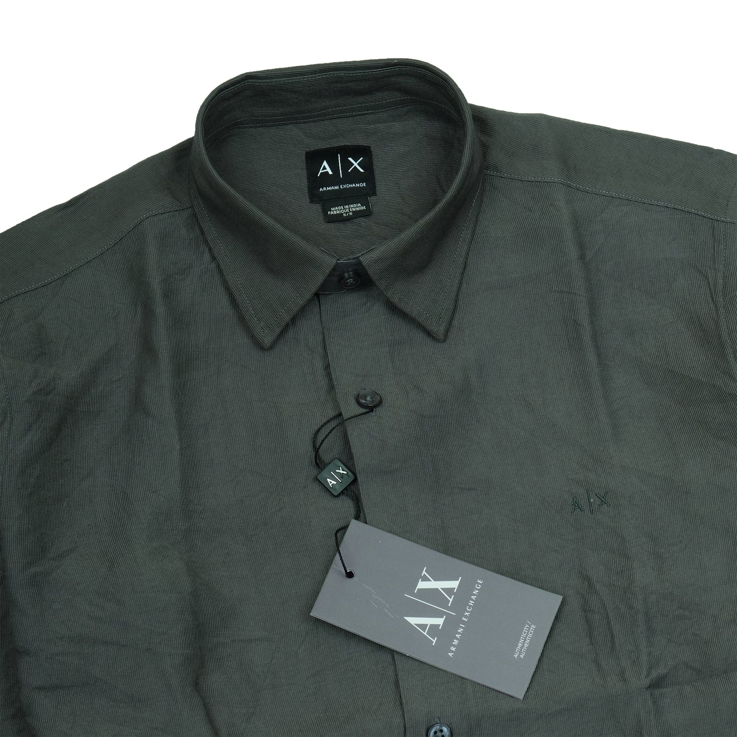 Armani Exchange Dark Green Lightweight Casual Button-Up Shirt
