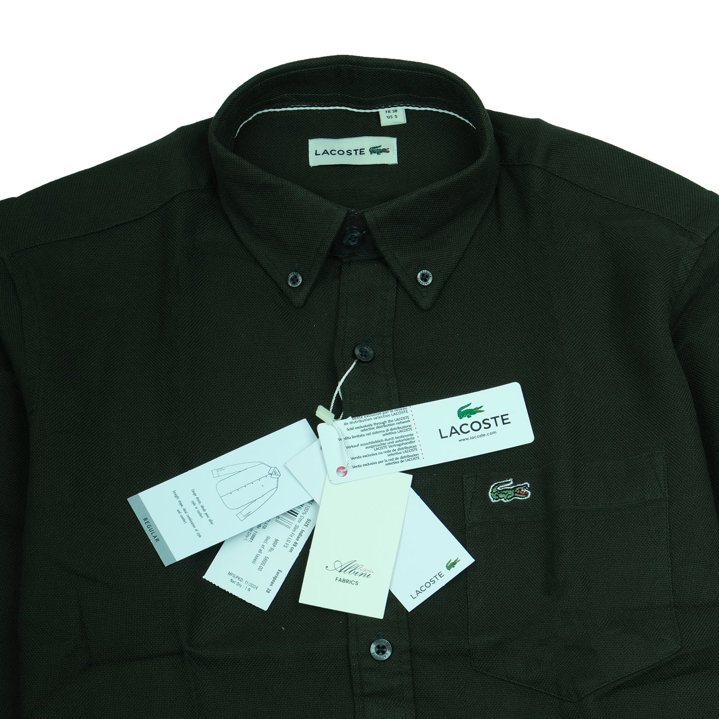 LACOSTE Dark Green Classic Fit Button-Up Shirt
