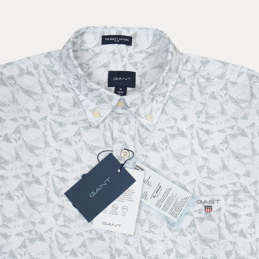 GANT Whispering Silver Slim Fit Long Sleeve Button-Down Shirt