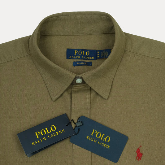 POLO RALPH LAUREN Enchanted Olive Classic Fit Long Sleeve Button-Up Shirt