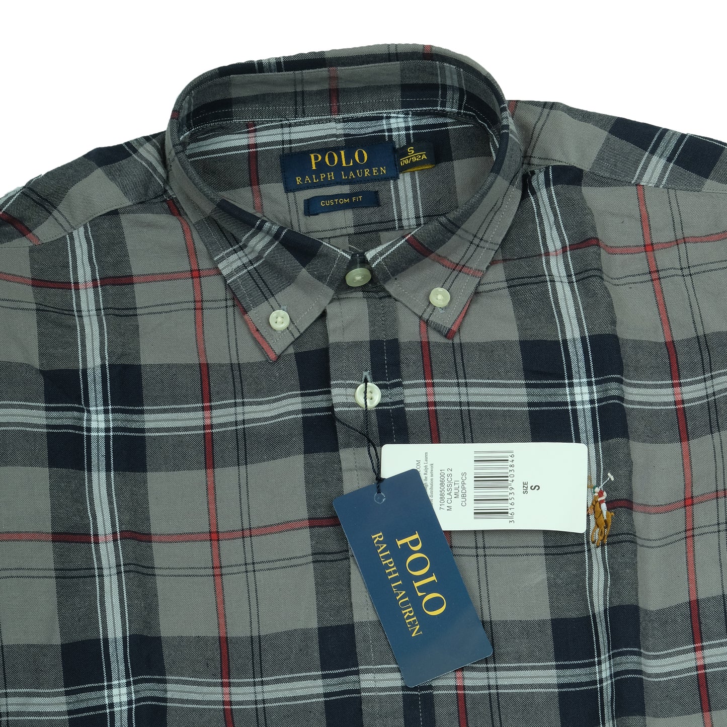 Ralph Lauren Plaid Grey Custom Fit Long Sleeve Shirt