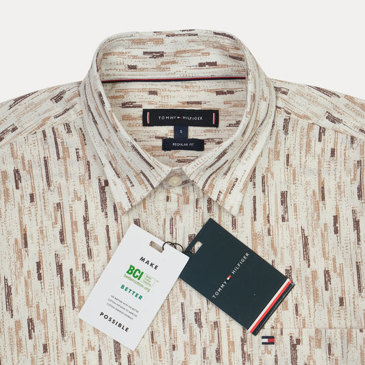 TOMMY HILFIGER Whispering Almond Relaxed Fit Long Sleeve Button-Up Shirt