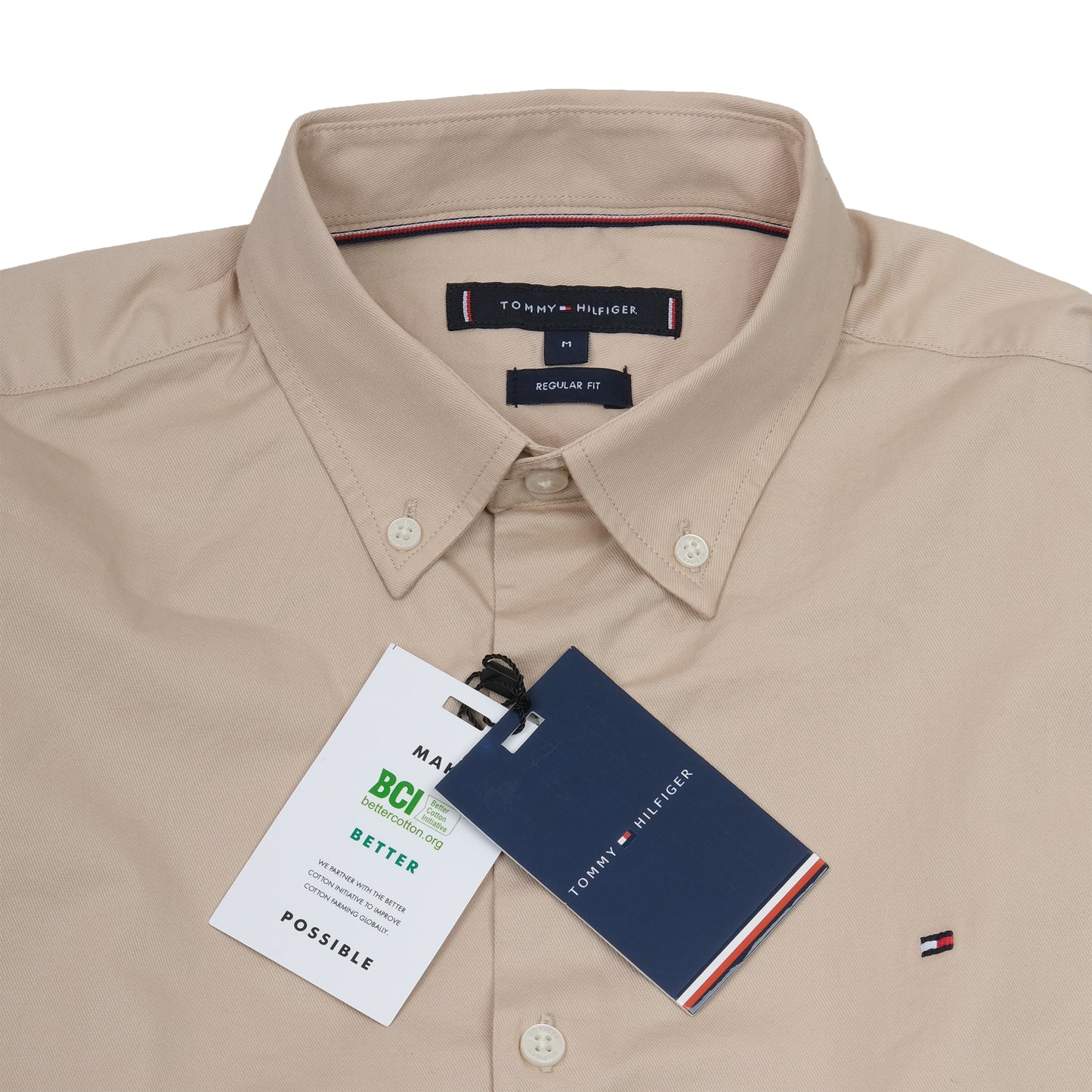 TOMMY HILFIGER Dune Beige Classic Fit Long Sleeve Button-Up Shirt