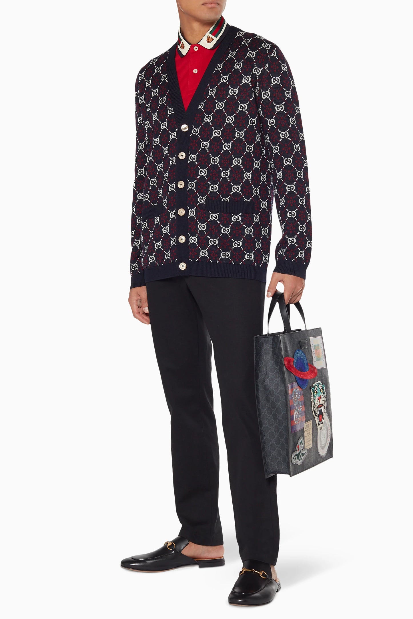 GUCCI Red Cotton Polo Shirt with Iconic Striped Collar
