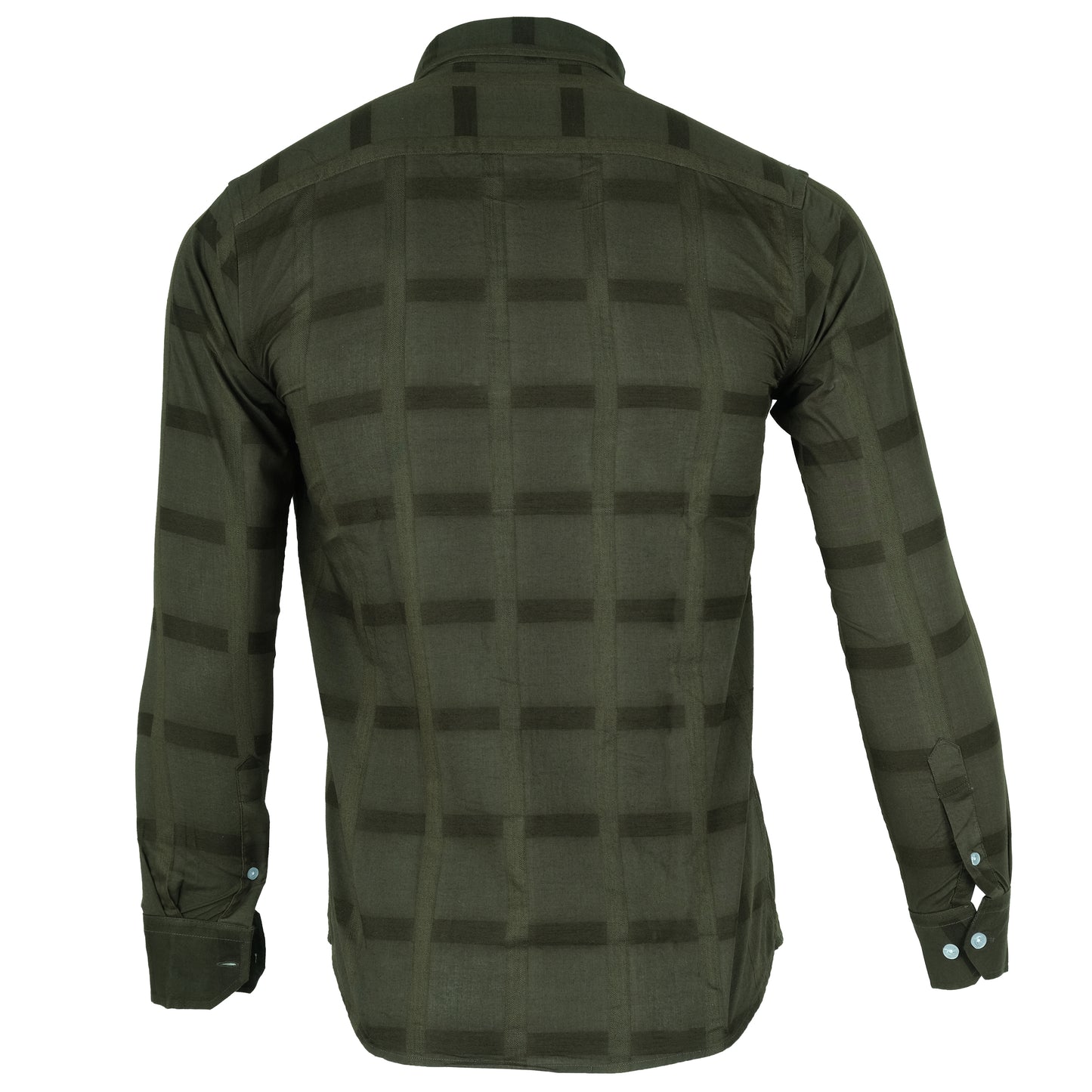 LACOSTE Olive Green Check Pattern Long Sleeve Shirt