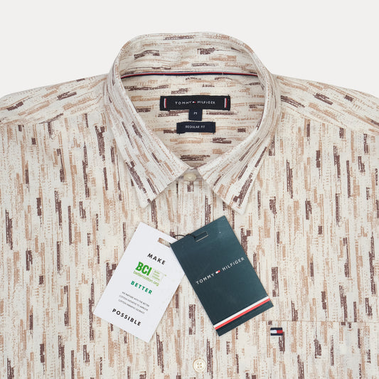 TOMMY HILFIGER Serene Dune Tailored Fit Long Sleeve Textured Shirt