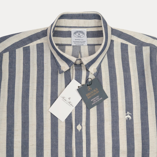 BROOKS BROTHERS Tranquil Azure Tailored Fit Long Sleeve Linen Shirt