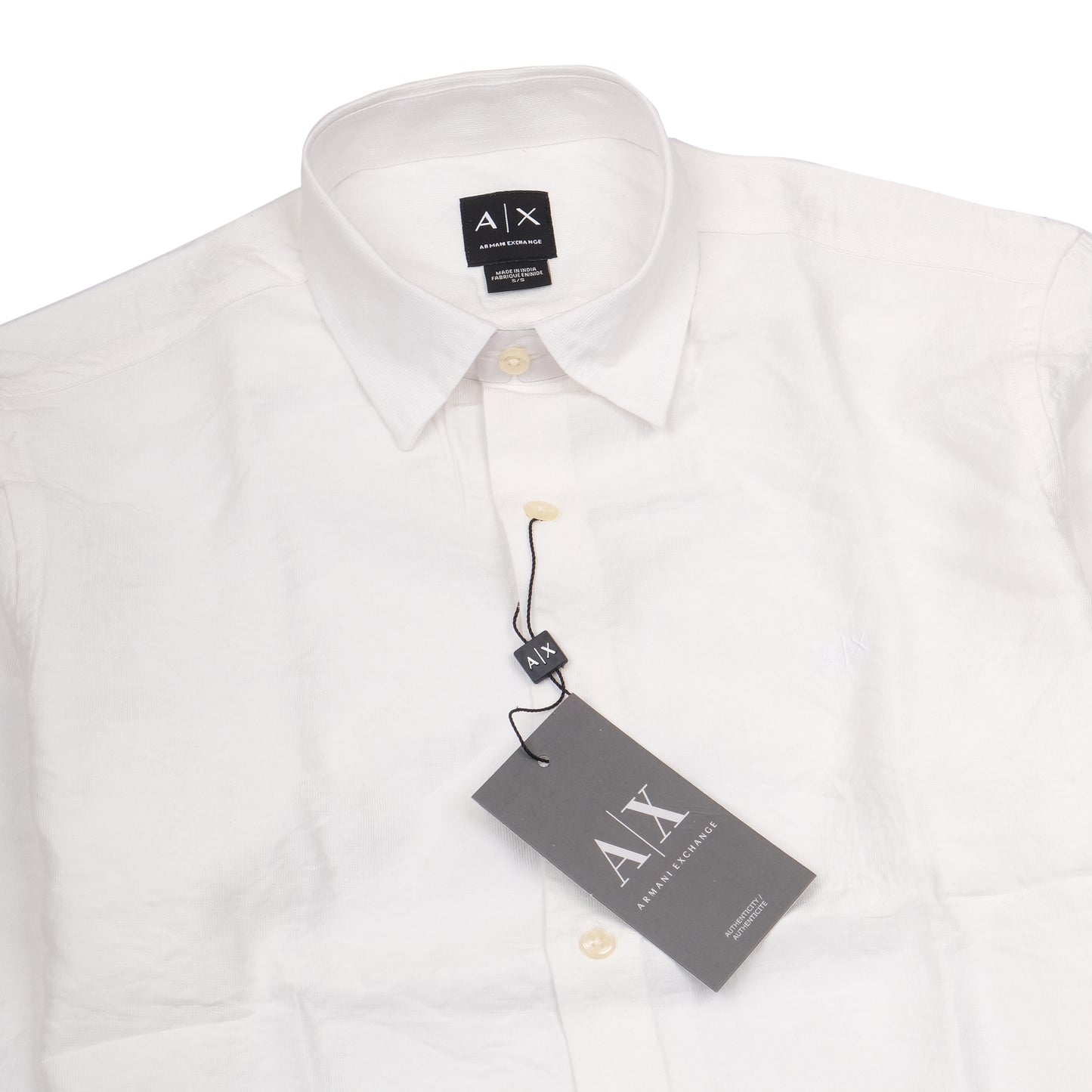 Armani Exchange Classic White Linen Long Sleeve Shirt